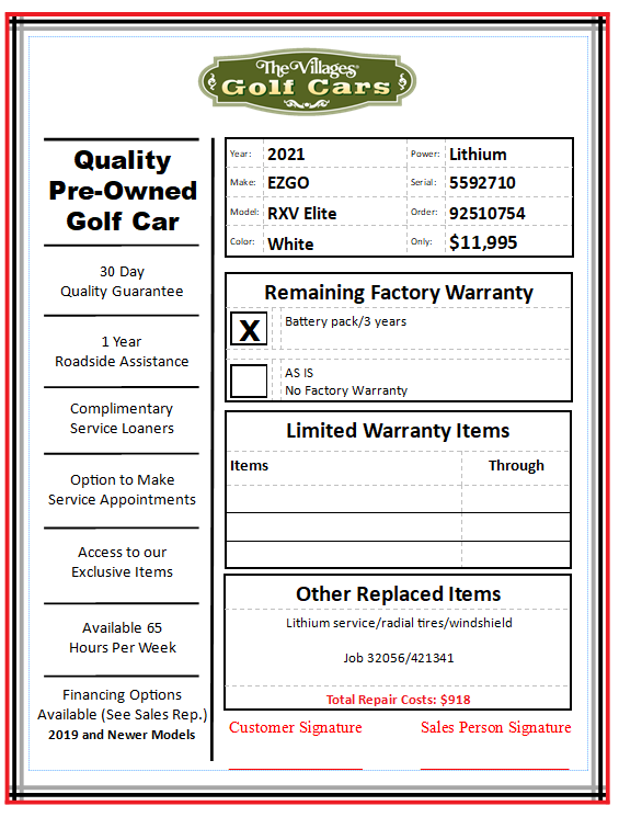 2021 E-Z-GO Freedom RXV ELiTE - Image 2