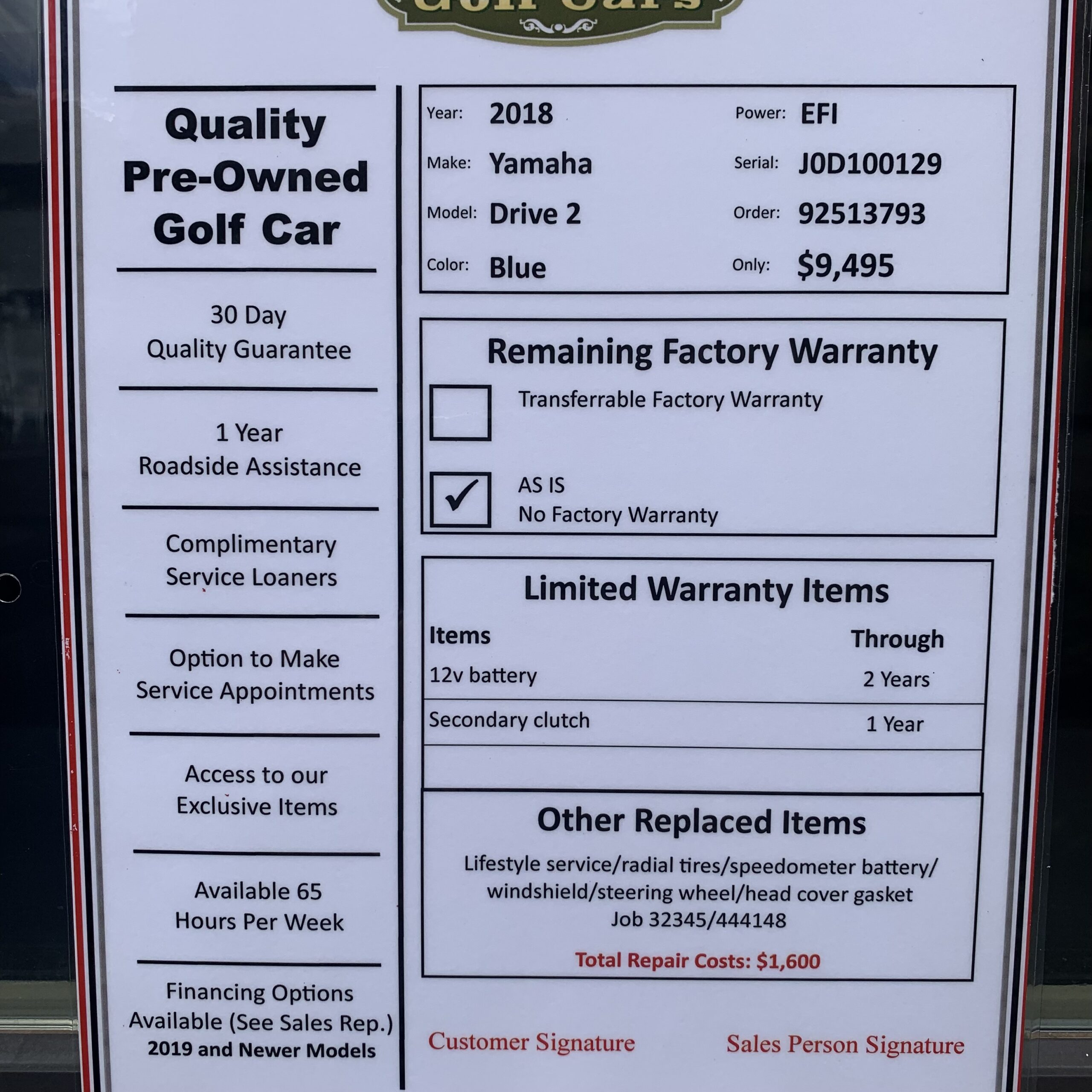 2018 Yamaha Drive2 - Image 2